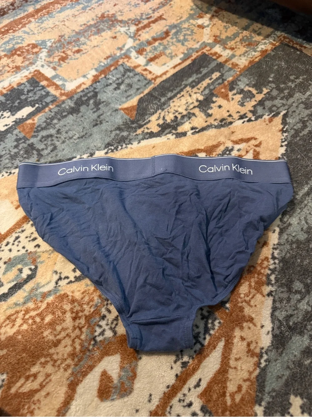 Calvin Klein Men's Dark Blue Briefs with Logo Waistband